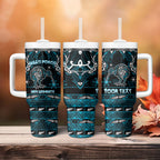 Personalised Ngati Porou Aotearoa Meri Kirihimete Tumbler With Handle Maori Kiwi Bird Silver Fern Koru Pattern