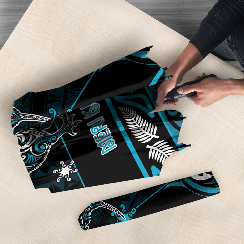 Ngati Porou Aotearoa Meri Kirihimete Umbrella Maori Kiwi Bird Silver Fern Koru Pattern