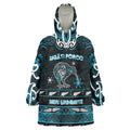 Personalised Ngati Porou Aotearoa Meri Kirihimete Wearable Blanket Hoodie Maori Kiwi Bird Silver Fern Koru Pattern