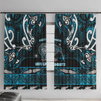 Ngati Porou Aotearoa Meri Kirihimete Window Curtain Maori Kiwi Bird Silver Fern Koru Pattern