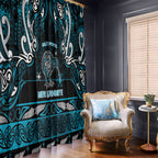 Ngati Porou Aotearoa Meri Kirihimete Window Curtain Maori Kiwi Bird Silver Fern Koru Pattern
