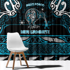 Ngati Porou Aotearoa Meri Kirihimete Window Curtain Maori Kiwi Bird Silver Fern Koru Pattern