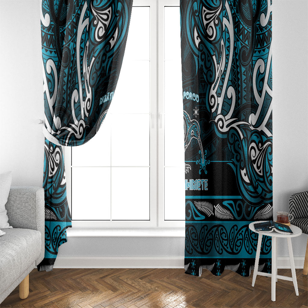 Ngati Porou Aotearoa Meri Kirihimete Window Curtain Maori Kiwi Bird Silver Fern Koru Pattern
