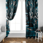 Ngati Porou Aotearoa Meri Kirihimete Window Curtain Maori Kiwi Bird Silver Fern Koru Pattern