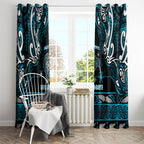 Ngati Porou Aotearoa Meri Kirihimete Window Curtain Maori Kiwi Bird Silver Fern Koru Pattern