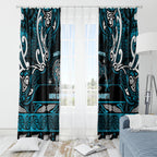Ngati Porou Aotearoa Meri Kirihimete Window Curtain Maori Kiwi Bird Silver Fern Koru Pattern
