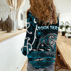 Personalised Ngati Porou Aotearoa Meri Kirihimete Women Casual Shirt Maori Kiwi Bird Silver Fern Koru Pattern