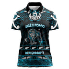 Personalised Ngati Porou Aotearoa Meri Kirihimete Women Polo Shirt Maori Kiwi Bird Silver Fern Koru Pattern