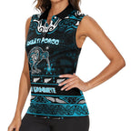 Personalised Ngati Porou Aotearoa Meri Kirihimete Women Sleeveless Polo Shirt Maori Kiwi Bird Silver Fern Koru Pattern