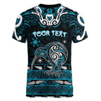 Personalised Ngati Porou Aotearoa Meri Kirihimete Women V-Neck T-Shirt Maori Kiwi Bird Silver Fern Koru Pattern
