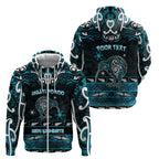 Personalised Ngati Porou Aotearoa Meri Kirihimete Zip Hoodie Maori Kiwi Bird Silver Fern Koru Pattern