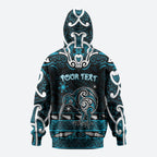 Personalised Ngati Porou Aotearoa Meri Kirihimete Zip Hoodie Maori Kiwi Bird Silver Fern Koru Pattern