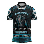 Personalised Ngati Porou Aotearoa Meri Kirihimete Zipper Polo Shirt Maori Kiwi Bird Silver Fern Koru Pattern