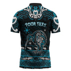 Personalised Ngati Porou Aotearoa Meri Kirihimete Zipper Polo Shirt Maori Kiwi Bird Silver Fern Koru Pattern