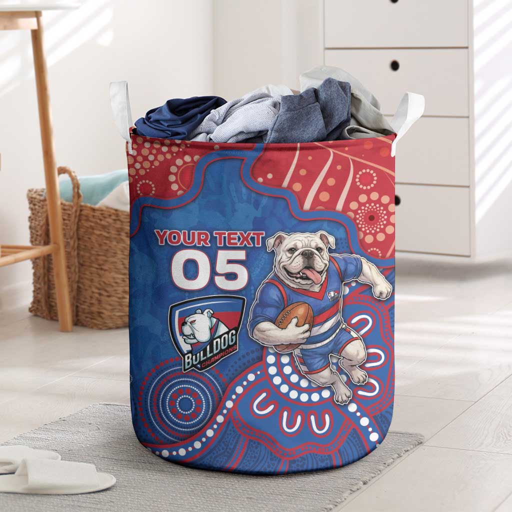 Custom Bulldogs Football Laundry Basket Aboriginal Dot Art Pattern