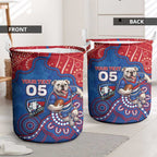 Custom Bulldogs Football Laundry Basket Aboriginal Dot Art Pattern