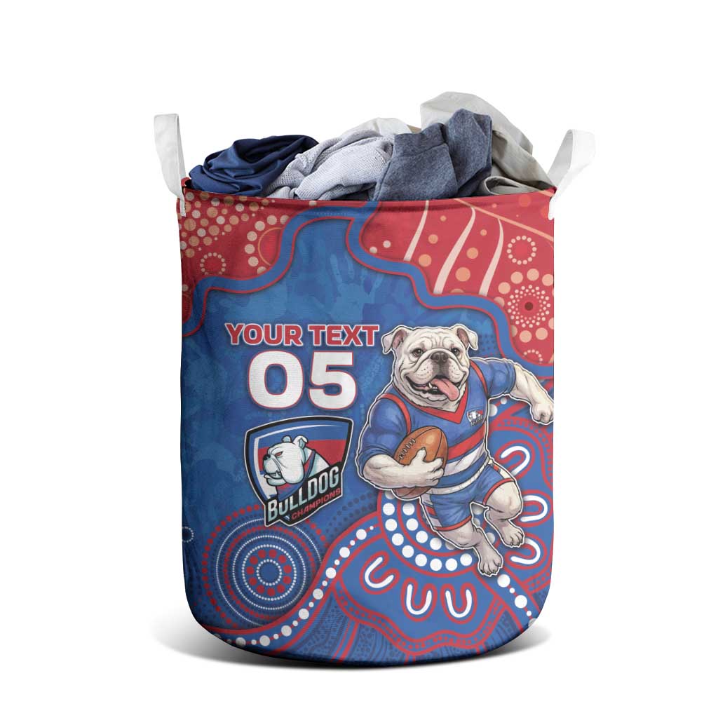 Custom Bulldogs Football Laundry Basket Aboriginal Dot Art Pattern