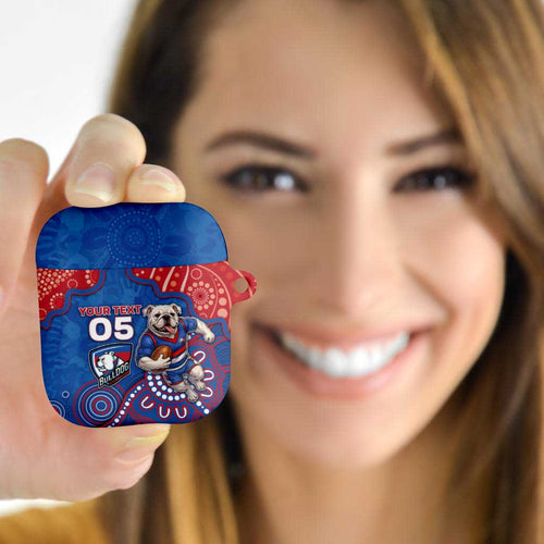 Custom Bulldogs Football AirPods Case Aboriginal Dot Art Pattern
