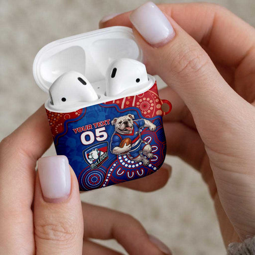 Custom Bulldogs Football AirPods Case Aboriginal Dot Art Pattern