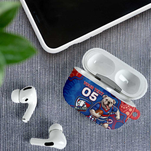 Custom Bulldogs Football AirPods Case Aboriginal Dot Art Pattern