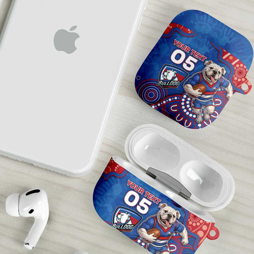 Custom Bulldogs Football AirPods Case Aboriginal Dot Art Pattern