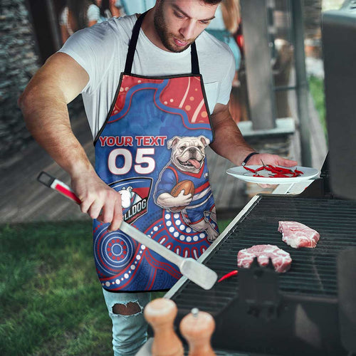 Custom Bulldogs Football Apron Aboriginal Dot Art Pattern