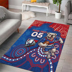 Custom Bulldogs Football Area Rug Aboriginal Dot Art Pattern