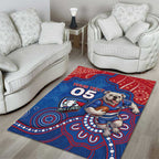 Custom Bulldogs Football Area Rug Aboriginal Dot Art Pattern