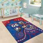 Custom Bulldogs Football Area Rug Aboriginal Dot Art Pattern