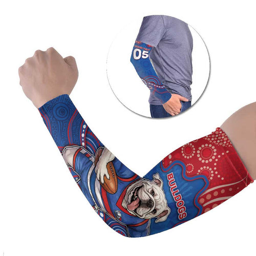 Custom Bulldogs Football Arm Sleeves Aboriginal Dot Art Pattern