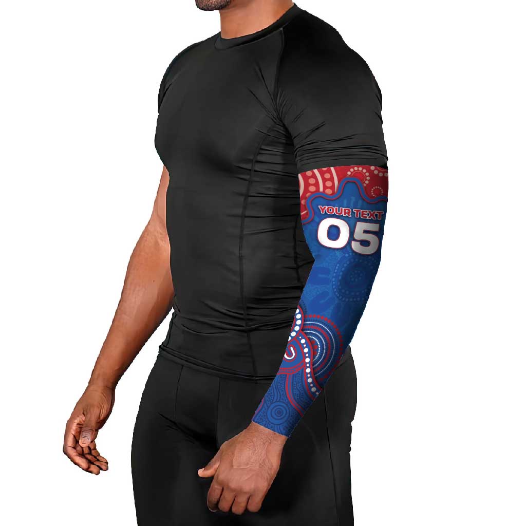 Custom Bulldogs Football Arm Sleeves Aboriginal Dot Art Pattern