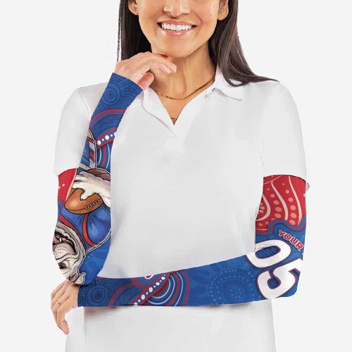 Custom Bulldogs Football Arm Sleeves Aboriginal Dot Art Pattern