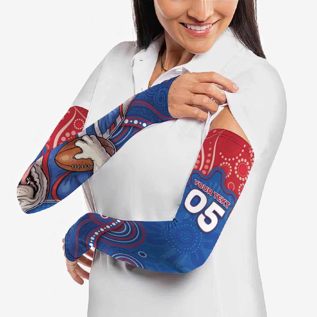 Custom Bulldogs Football Arm Sleeves Aboriginal Dot Art Pattern