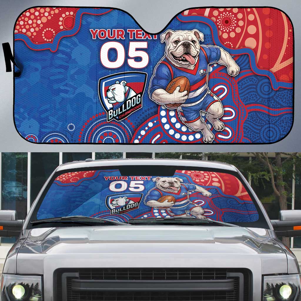Custom Bulldogs Football Auto Sun Shade Aboriginal Dot Art Pattern