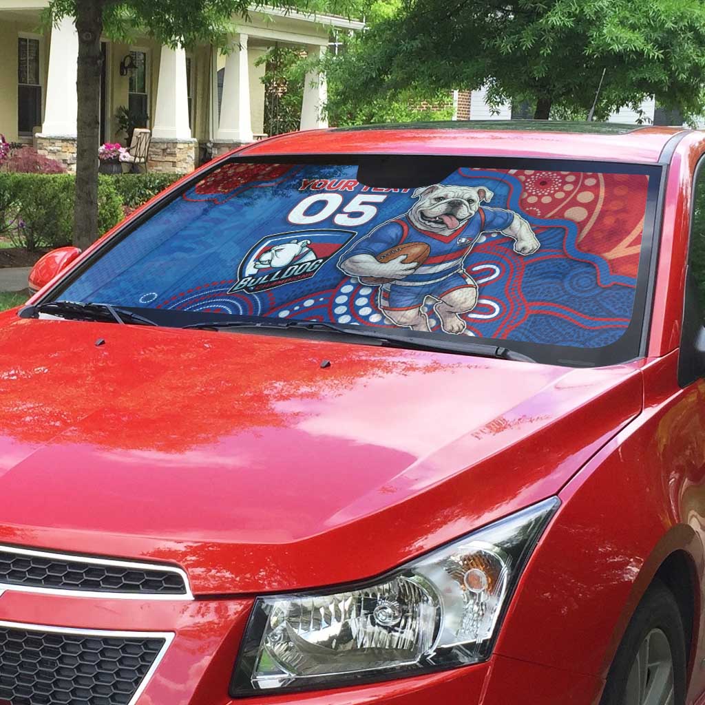 Custom Bulldogs Football Auto Sun Shade Aboriginal Dot Art Pattern