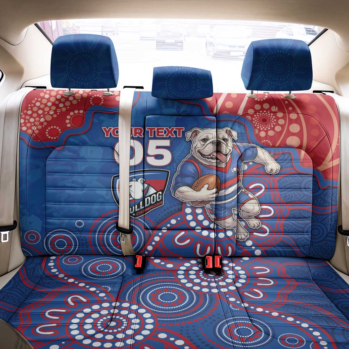 Custom Bulldogs Football Back Car Seat Cover Aboriginal Dot Art Pattern