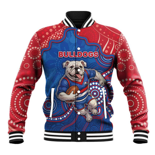 Custom Bulldogs Football Baseball Jacket Aboriginal Dot Art Pattern