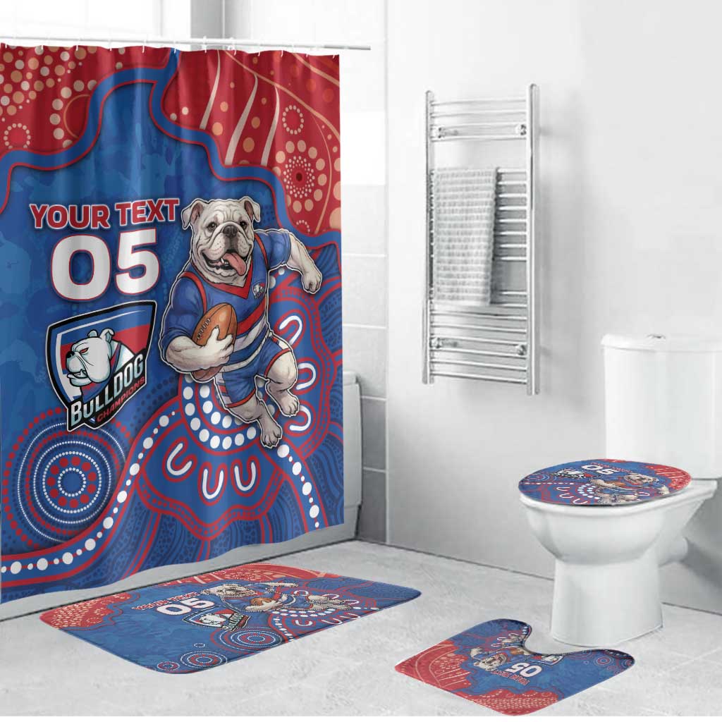 Custom Bulldogs Football Bathroom Set Aboriginal Dot Art Pattern