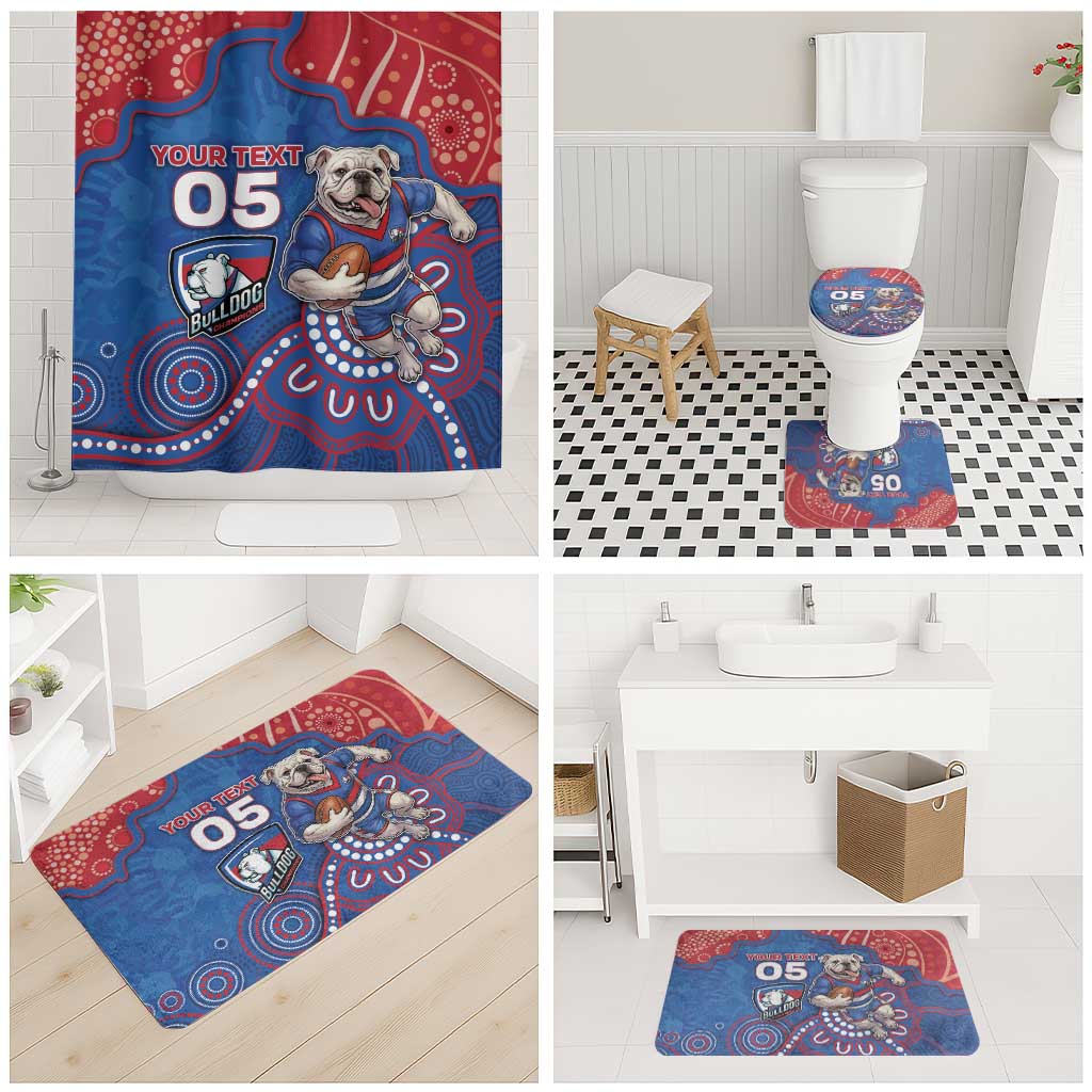Custom Bulldogs Football Bathroom Set Aboriginal Dot Art Pattern