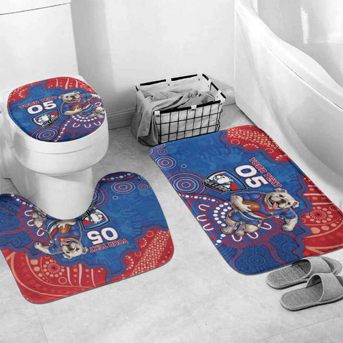 Custom Bulldogs Football Bathroom Set Aboriginal Dot Art Pattern