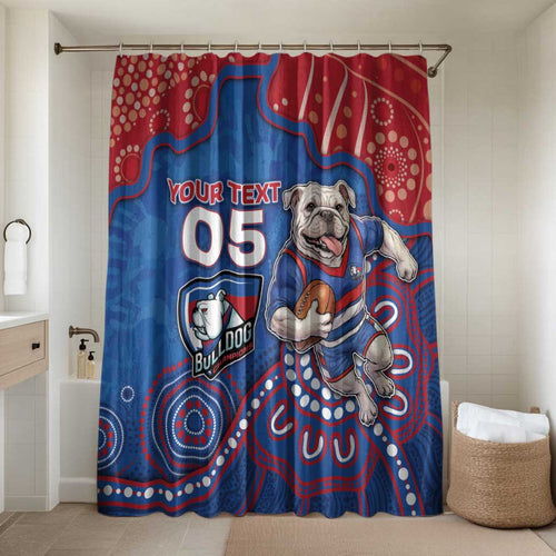 Custom Bulldogs Football Bathroom Set Aboriginal Dot Art Pattern