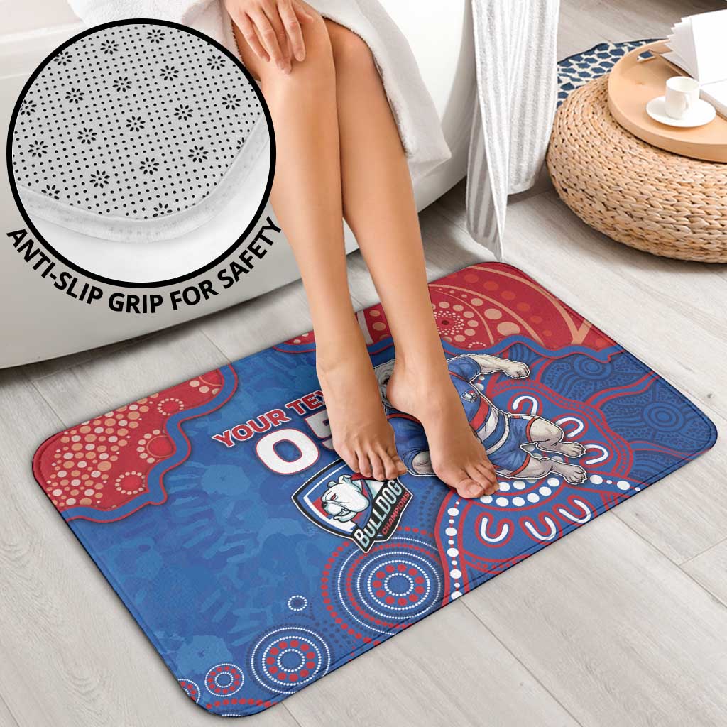 Custom Bulldogs Football Bathroom Set Aboriginal Dot Art Pattern