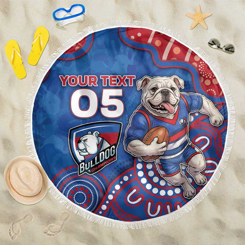 Custom Bulldogs Football Beach Blanket Aboriginal Dot Art Pattern