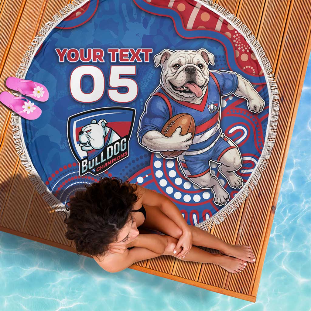 Custom Bulldogs Football Beach Blanket Aboriginal Dot Art Pattern
