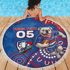 Custom Bulldogs Football Beach Blanket Aboriginal Dot Art Pattern