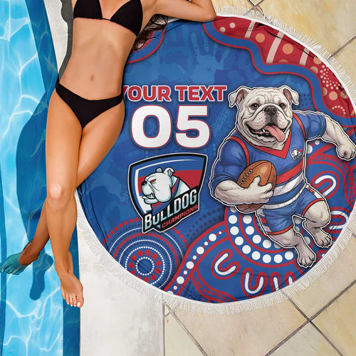 Custom Bulldogs Football Beach Blanket Aboriginal Dot Art Pattern