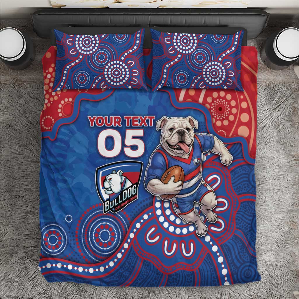 Custom Bulldogs Football Bedding Set Aboriginal Dot Art Pattern