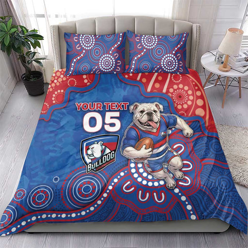 Custom Bulldogs Football Bedding Set Aboriginal Dot Art Pattern
