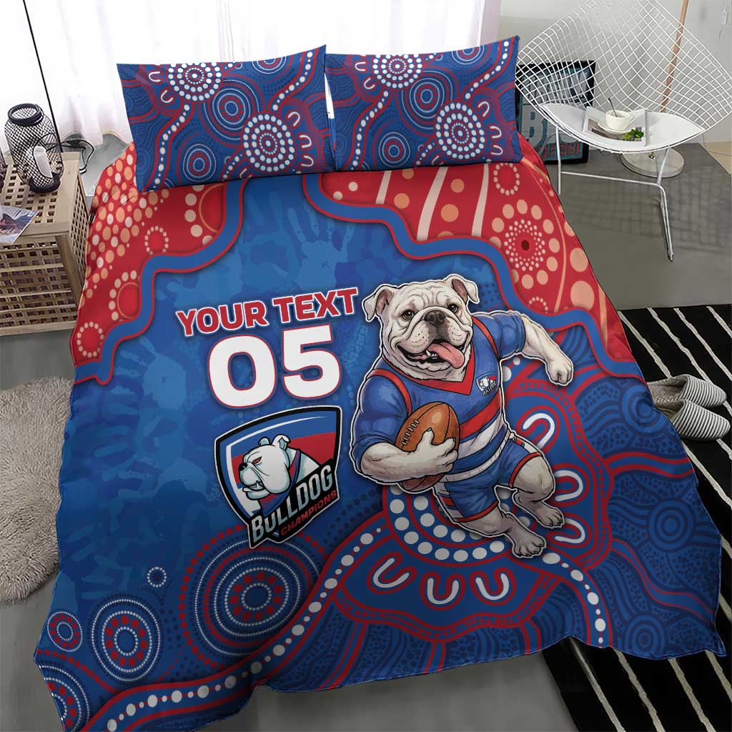Custom Bulldogs Football Bedding Set Aboriginal Dot Art Pattern