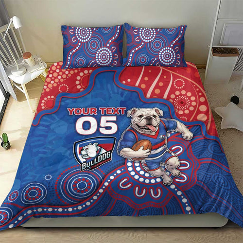 Custom Bulldogs Football Bedding Set Aboriginal Dot Art Pattern